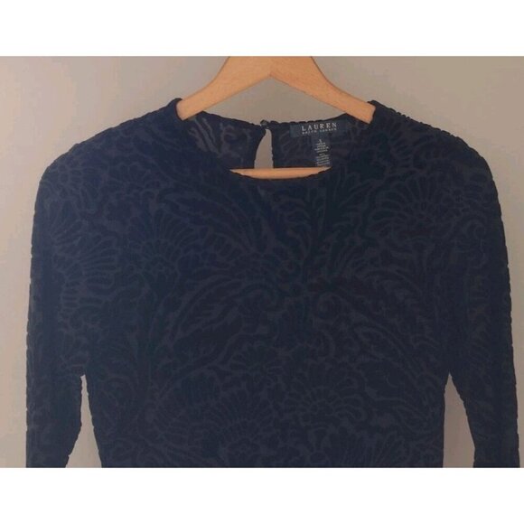 Lauren Ralph Lauren Velvet Peplum Hem Blouse - Picture 2 of 8